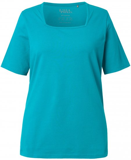Ulla Popken Essential Square Neck Stretch Tee Green Emerald - Tricouri - 