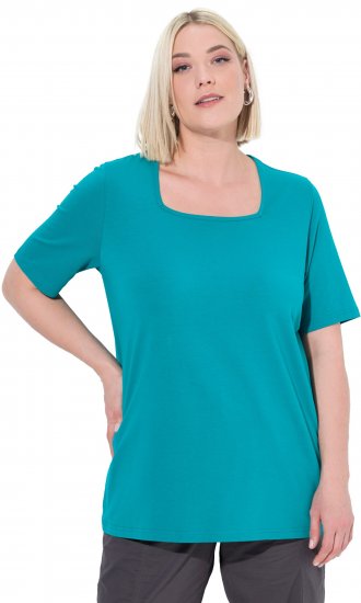 Ulla Popken Essential Square Neck Stretch Tee Teal - Tricouri - 