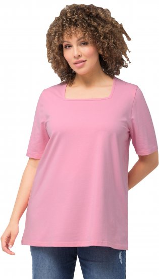 Ulla Popken Essential Square Neck Stretch Tee Light Pink - Tricouri - 