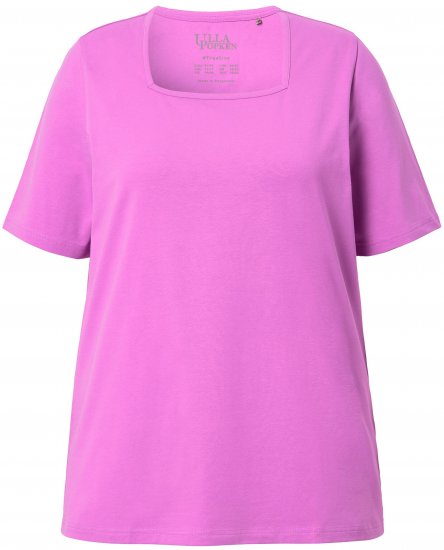 Ulla Popken Essential Square Neck Stretch Tee Cool Pink - Tricouri - 