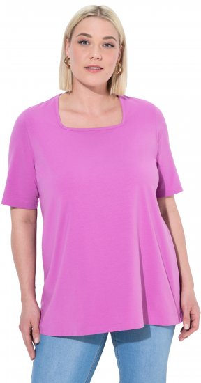 Ulla Popken Essential Square Neck Stretch Tee Cool Pink - Tricouri - 