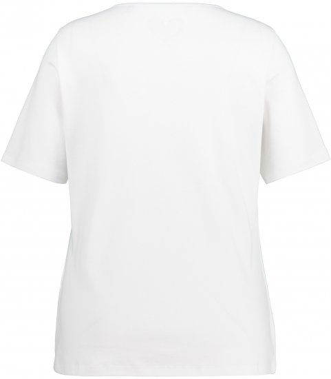 Ulla Popken Double Layer Rounded V-Neck Slim Fit Tee Snow White - Tricouri - 