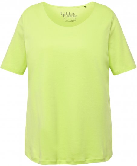 Ulla Popken Double Layer Rounded V-Neck Slim Fit Tee Lime Green - Tricouri - 