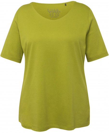 Ulla Popken Double Layer Rounded V-Neck Slim Fit Tee Apple Green - Tricouri - 