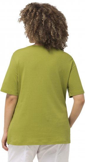 Ulla Popken Double Layer Rounded V-Neck Slim Fit Tee Apple Green - Tricouri - 