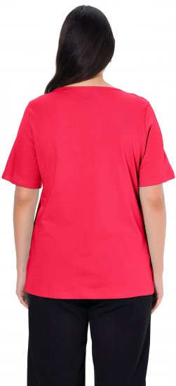 Ulla Popken Double Layer Rounded V-Neck Slim Fit Tee Red - Tricouri - 