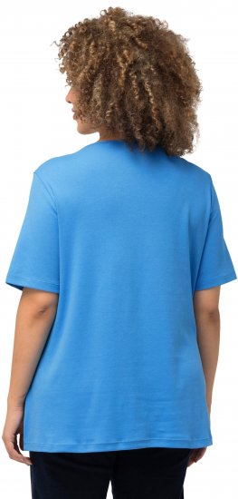 Ulla Popken Double Layer Rounded V-Neck Slim Fit Tee Sky Blue - Tricouri - 
