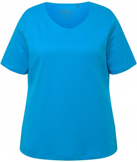 Ulla Popken Double Layer Rounded V-Neck Slim Fit Tee Sapphire Blue - Tricouri - 