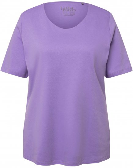 Ulla Popken Double Layer Rounded V-Neck Slim Fit Tee Pale Lilac - Tricouri - 