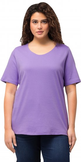 Ulla Popken Double Layer Rounded V-Neck Slim Fit Tee Pale Lilac - Tricouri - 