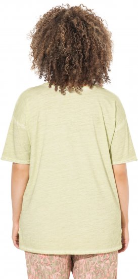 Ulla Popken Cold Dye Ruffle Edge Pocket Tee Pistachio - Tricouri - 