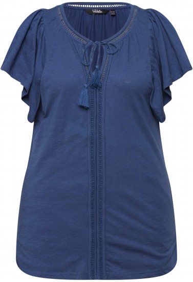 Ulla Popken Wing Sleeve V-Neck Tee Navy - Tricouri - 