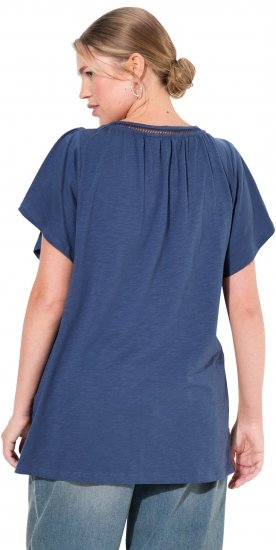 Ulla Popken Wing Sleeve V-Neck Tee Navy - Tricouri - 