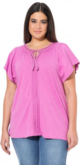 Ulla Popken Wing Sleeve V-Neck Tee Cool Pink - Tricouri - 