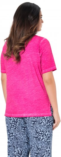 Ulla Popken Lace Trim Short Sleeve Tee Bold Pink - Tricouri - 
