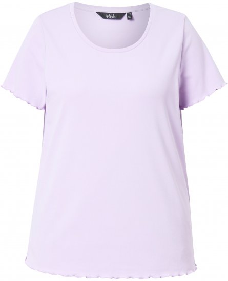 Ulla Popken Ribbed Lettuce Hem Short Sleeve Tee Lavender - Tricouri - 