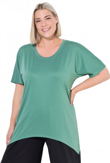 Ulla Popken Quick Drying Pointed Hem Stretch Fit Tee Ivy Green - Tricouri - 