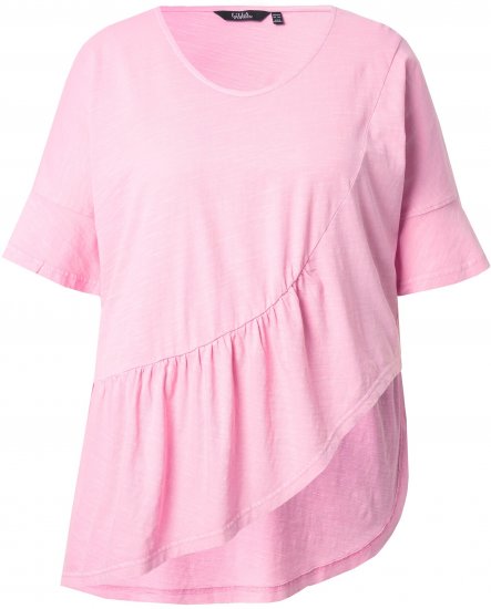 Ulla Popken Asymmetric Flounce Panel Short Sleeve Tee Pink - Tricouri - 