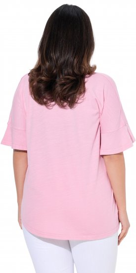 Ulla Popken Asymmetric Flounce Panel Short Sleeve Tee Pink - Tricouri - 