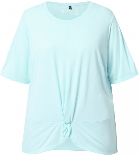 Ulla Popken Antibacterial Short Sleeve Draped Tee Light Turquiose - Tricouri - 