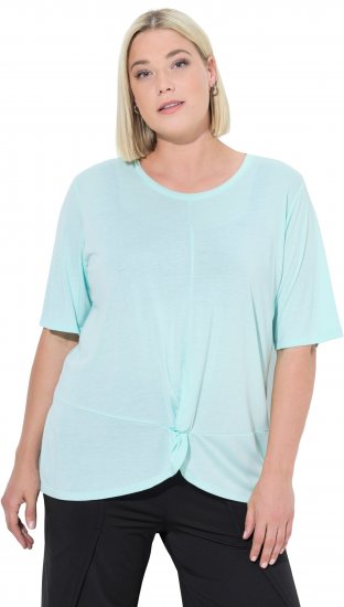 Ulla Popken Antibacterial Short Sleeve Draped Tee Light Turquiose - Tricouri - 
