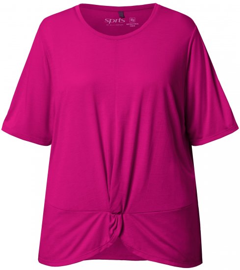 Ulla Popken Antibacterial Short Sleeve Draped Tee Light Magenta - Tricouri - 