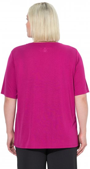 Ulla Popken Antibacterial Short Sleeve Draped Tee Light Magenta - Tricouri - 