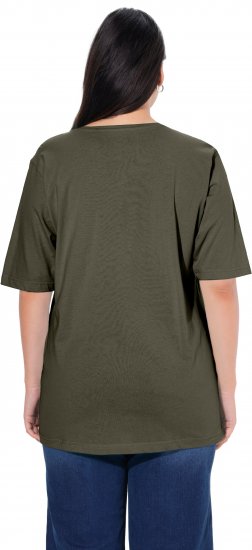 Ulla Popken Basic Round Neck Short Sleeve Relaxed Fit T-Shirt Olive Grey - Tricouri - 