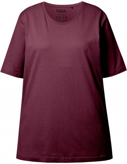 Ulla Popken Basic Round Neck Short Sleeve Relaxed Fit T-Shirt Dark Red - Tricouri - 