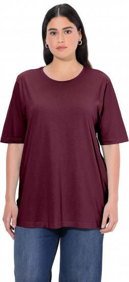 Ulla Popken Basic Round Neck Short Sleeve Relaxed Fit T-Shirt Dark Red - Tricouri - 