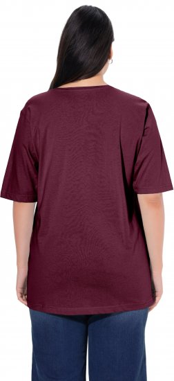 Ulla Popken Basic Round Neck Short Sleeve Relaxed Fit T-Shirt Dark Red - Tricouri - 