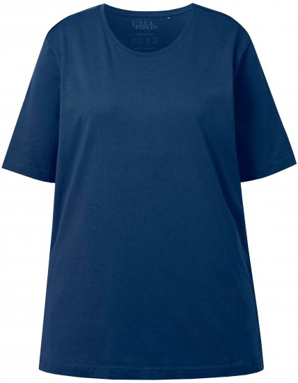 Ulla Popken Basic Round Neck Short Sleeve Relaxed Fit T-Shirt Dark Blue - Tricouri - 