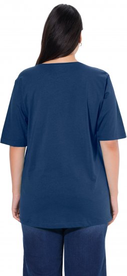 Ulla Popken Basic Round Neck Short Sleeve Relaxed Fit T-Shirt Dark Blue - Tricouri - 