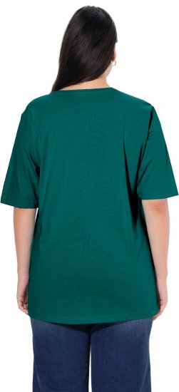 Ulla Popken Basic Round Neck Short Sleeve Relaxed Fit T-Shirt Teal Green - Tricouri - 