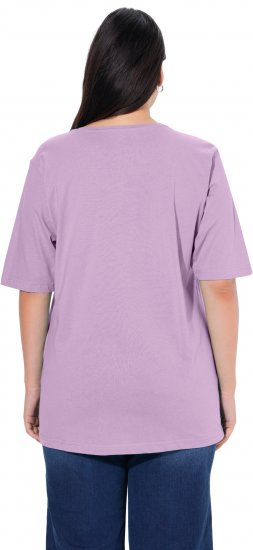 Ulla Popken Basic Round Neck Short Sleeve Relaxed Fit T-Shirt Lavender Pink - Tricouri - 