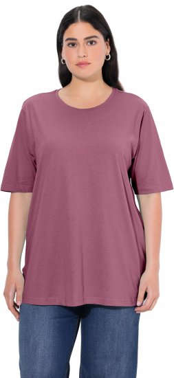 Ulla Popken Basic Round Neck Short Sleeve Relaxed Fit T-Shirt Dark Rose Red - Tricouri - 