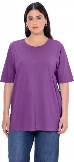Ulla Popken Basic Round Neck Short Sleeve Relaxed Fit T-Shirt Purple - Tricouri - 
