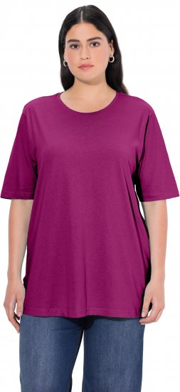 Ulla Popken Basic Round Neck Short Sleeve Relaxed Fit T-Shirt Berry Purple - Tricouri - 