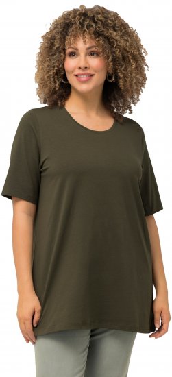 Ulla Popken Essential Round Neck Stretch Tee Forest Green - Tricouri - 