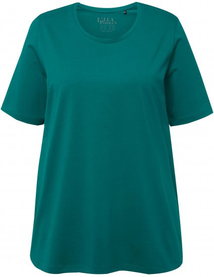 Ulla Popken Essential Round Neck Stretch Tee Dark Emerald - Tricouri - 