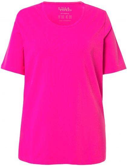 Ulla Popken Essential Round Neck Stretch Tee Magenta Pink - Tricouri - 