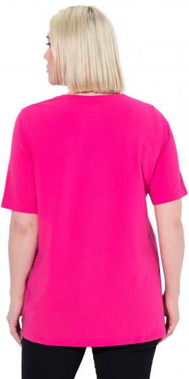 Ulla Popken Essential Round Neck Stretch Tee Magenta Pink - Tricouri - 