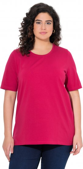 Ulla Popken Essential Round Neck Stretch Tee Dark Raspberry - Tricouri - 