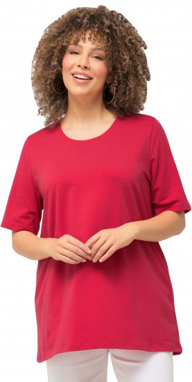 Ulla Popken Essential Round Neck Stretch Tee Dark Pink - Tricouri - 