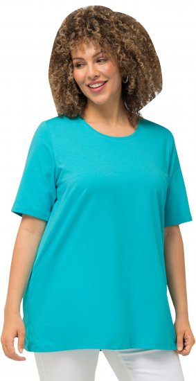 Ulla Popken Essential Round Neck Stretch Tee Deep Aqua - Tricouri - 