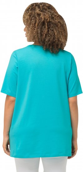Ulla Popken Essential Round Neck Stretch Tee Deep Aqua - Tricouri - 