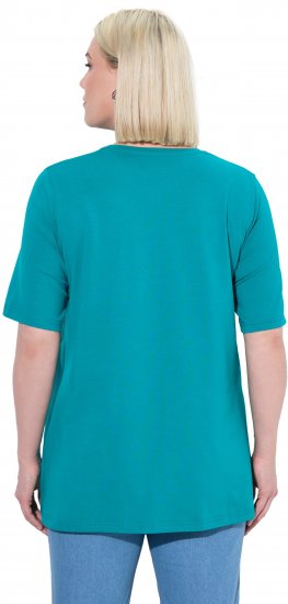 Ulla Popken Essential Round Neck Stretch Tee Teal - Tricouri - 
