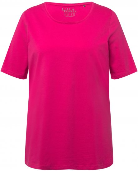 Ulla Popken Essential Round Neck Stretch Tee Fuchsia Pink - Tricouri - 