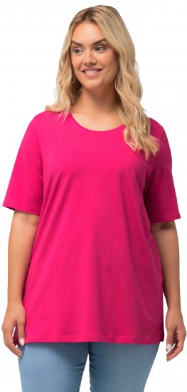 Ulla Popken Essential Round Neck Stretch Tee Fuchsia Pink - Tricouri - 