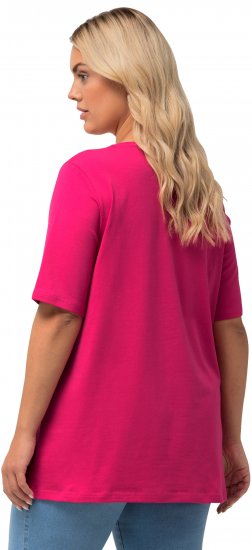 Ulla Popken Essential Round Neck Stretch Tee Fuchsia Pink - Tricouri - 
